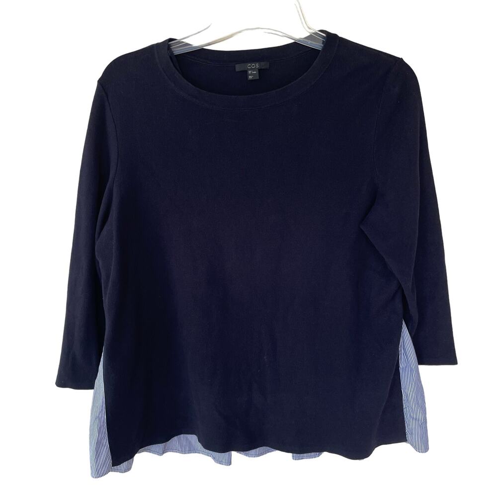 COS Size S Navy Pullover Crewneck sweater and faux shirt